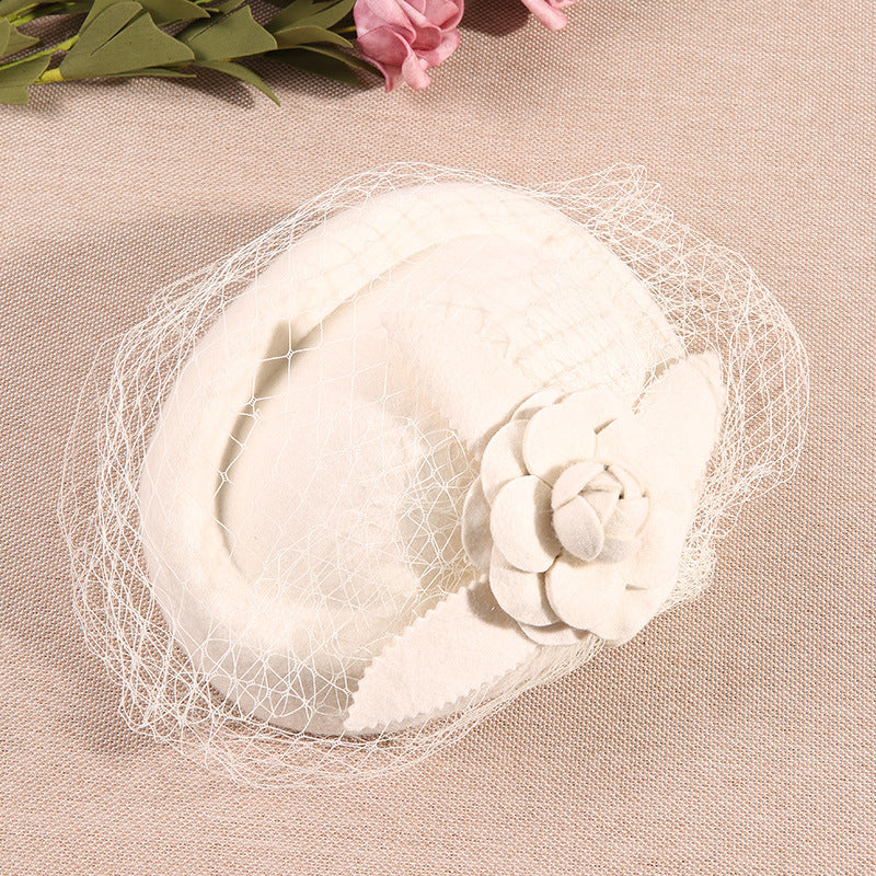 #14948006 Ladies' Vintage Wool Fascinators With Flower and Veil