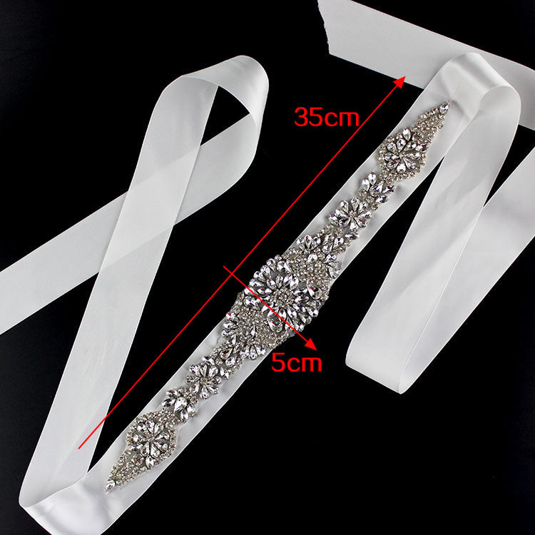 #06608278 Bridal Ribbon Sash with Rhinestones applique