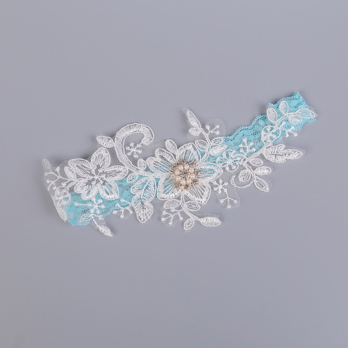 #05028167 Sexy Lace Garter with Rhinestones and Imitation Pearls Embellishment