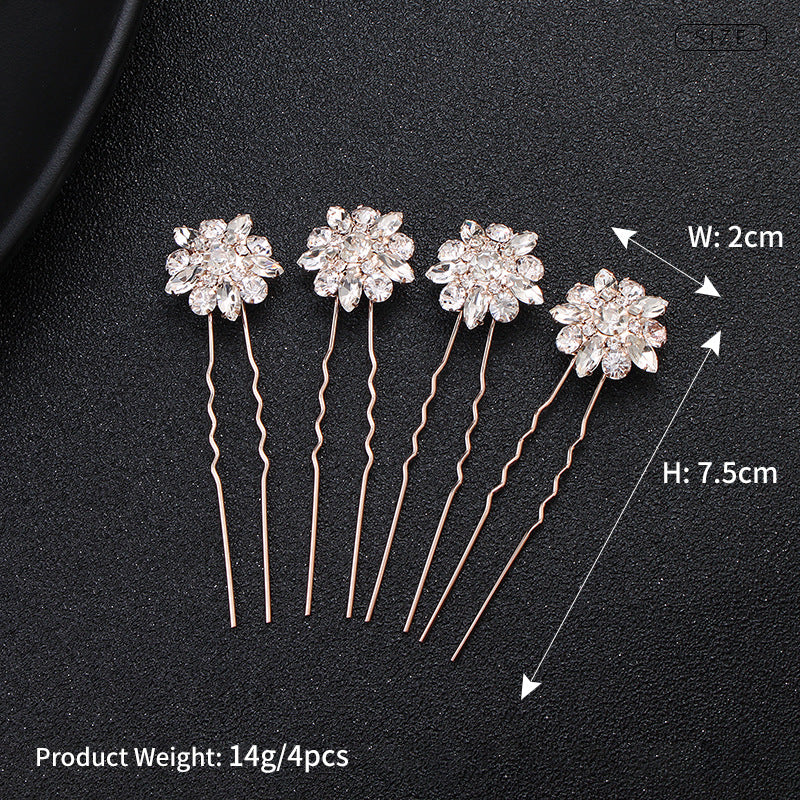 #04448188 Golden Rhinestones/Alloy Hairpins (Set for 4)