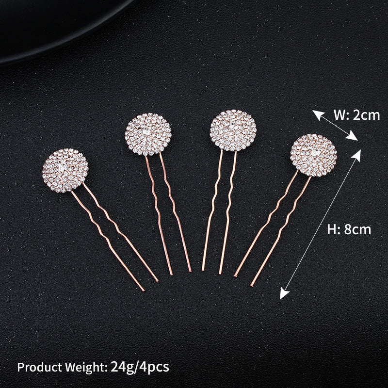 #03448193 Fashionable Rose Gold Rhinestones/ Alloy Hairpins (Set for 4)