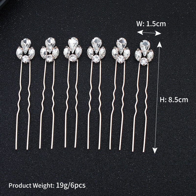 #03448194 Exquisite and Beautiful 4 diamonds Rhinestones Alloy Hairpins (Set for 6)