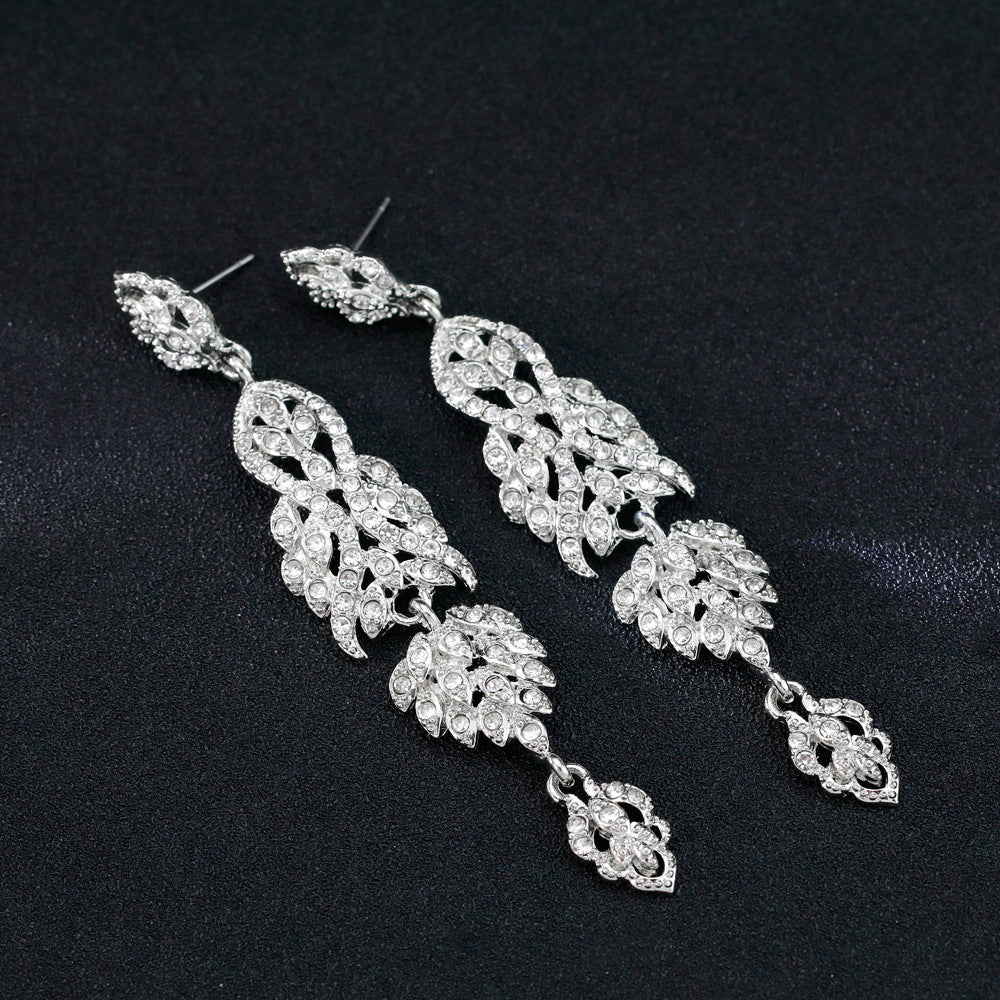 #02538101 Ladies' Long Alloy/ Rhinestone Drop Earrings