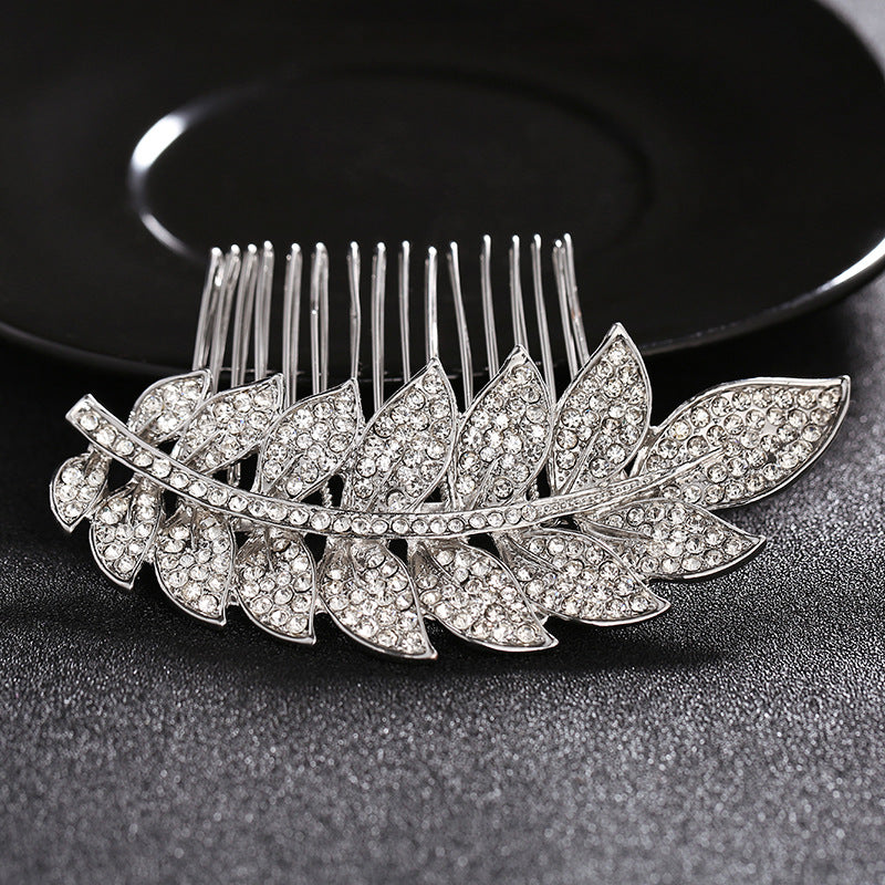 #04448209 Rhinestone, Alloy Leaves Design Comb