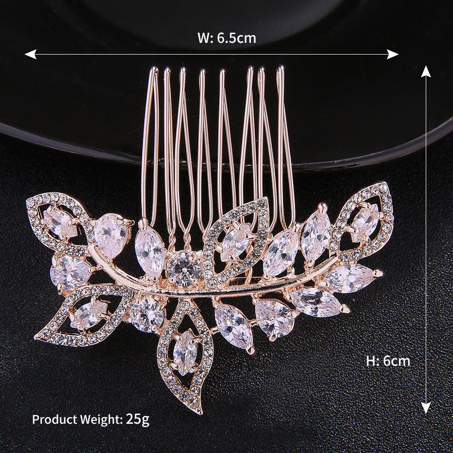 #12448190 Rose Golden Zircon/Alloy Ladies' Comb