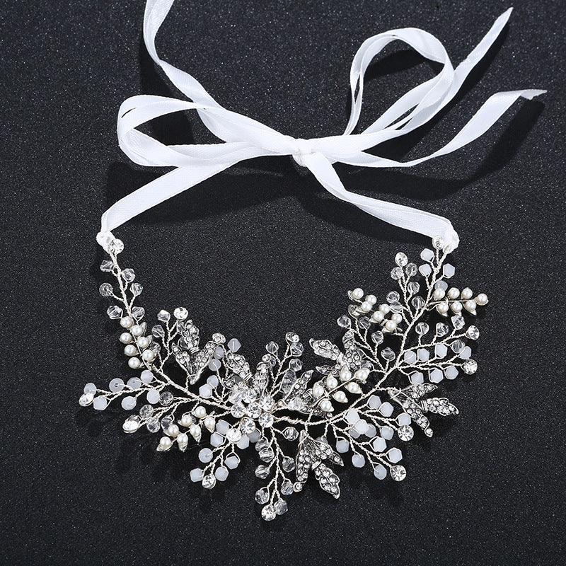 #08418078 Ladies Crystal Headband with Imitation Pearls