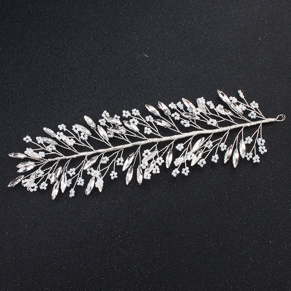 #06418195 Vintage Silver Color Rhinestones Alloy Headband