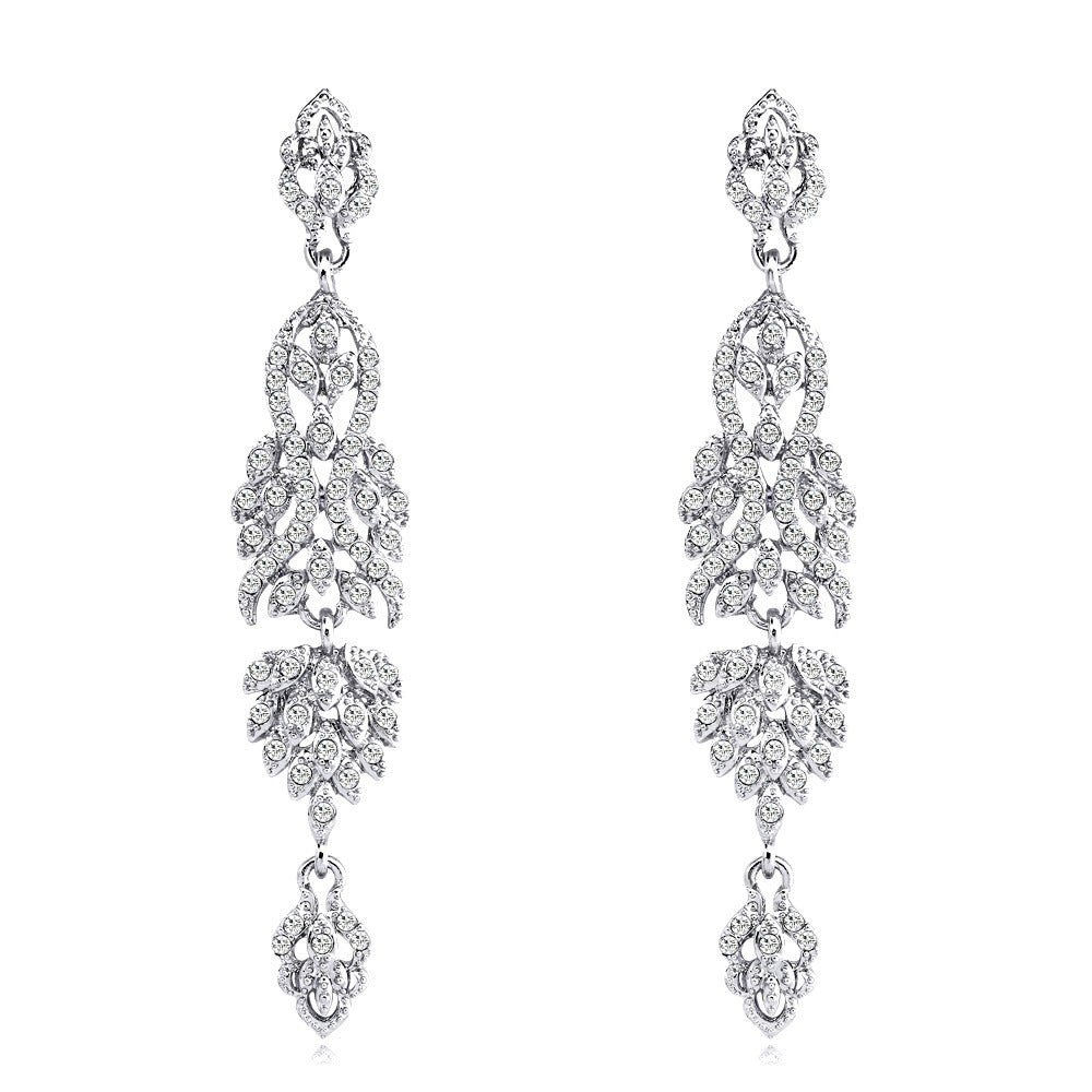 #02538101 Ladies' Long Alloy/ Rhinestone Drop Earrings