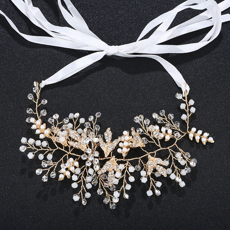 #08418078 Ladies Crystal Headband with Imitation Pearls