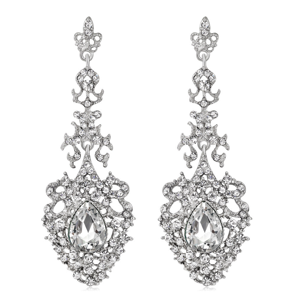 #02538097 Ladies' Alloy/Rhinestone Drop Earrings