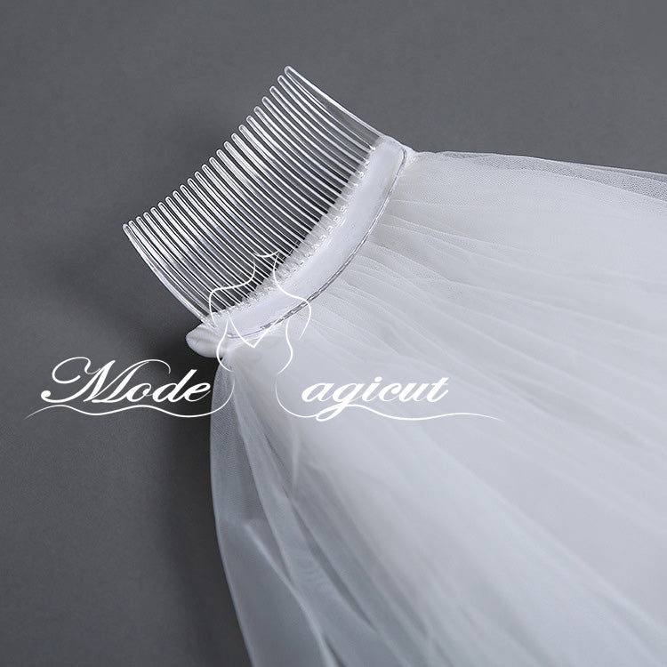 #21308014 3*5 Meters One-tier Sequin Lace Edge Cathedral Bridal Veils | For Wedding