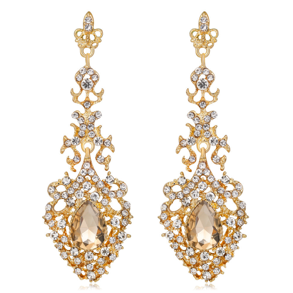 #02538097 Ladies' Alloy/Rhinestone Drop Earrings
