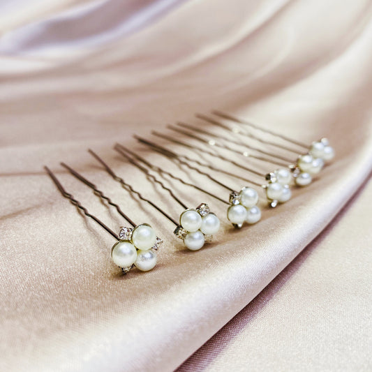 #02448211 Rhinestones Alloy Hairpins Available in Color Sliver, Rose Gold  ( Set for 6)