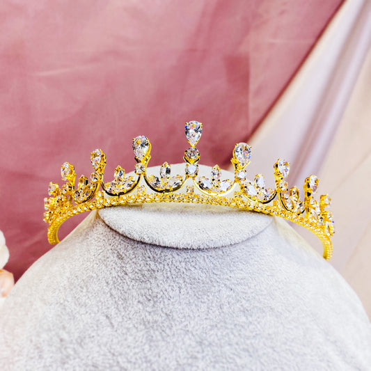 #06432077 H3.7cm Cubic Zirconia Tiara (Availble Golden and Sliver)