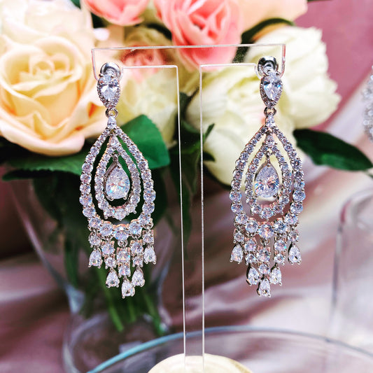 #10532013  Cubic Zirconia  Earrings 4.5*1.7cm