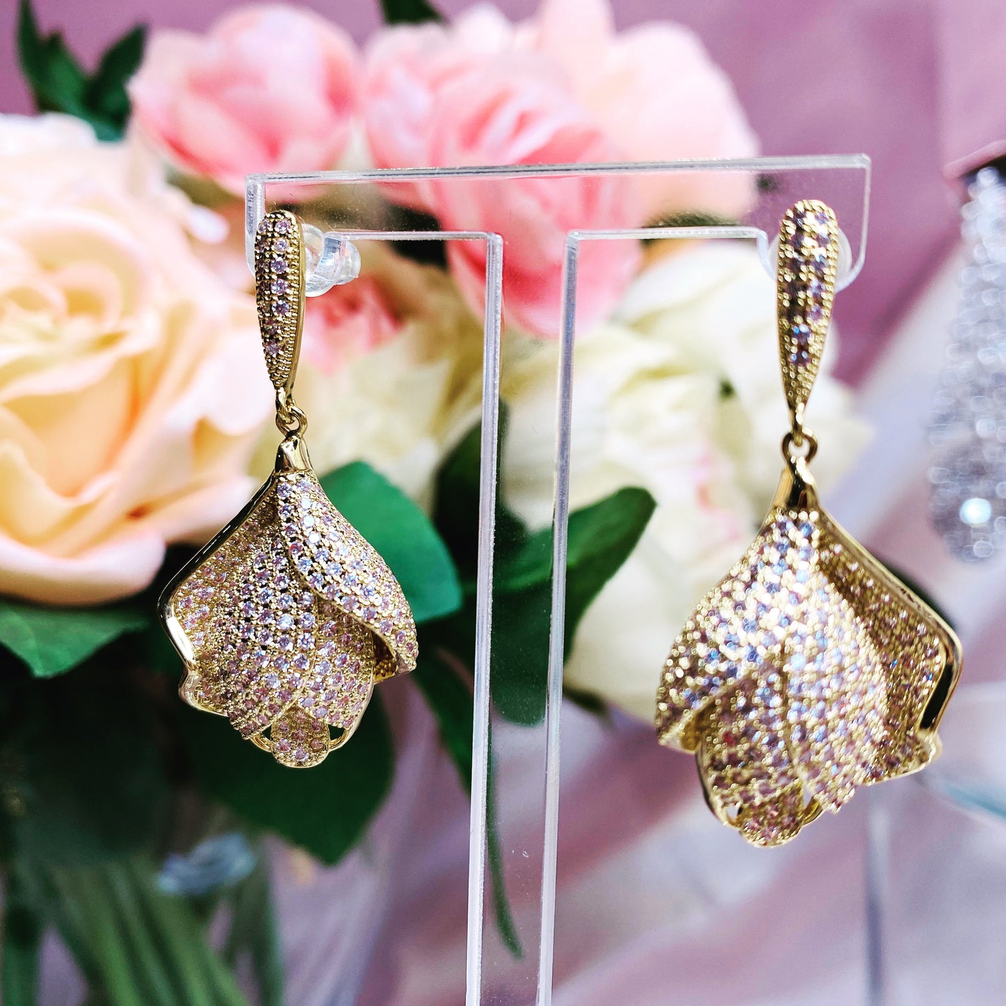 #09532014 Cubic Zirconia Earrings 4*2cm