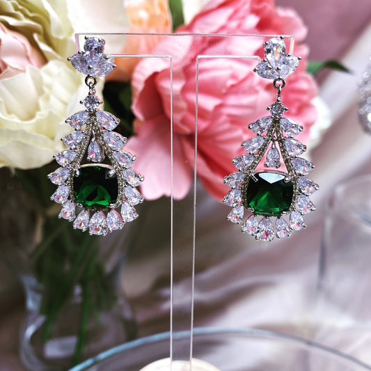 #09532016 Cubic Zirconia Earrings 4.1*2.1cm