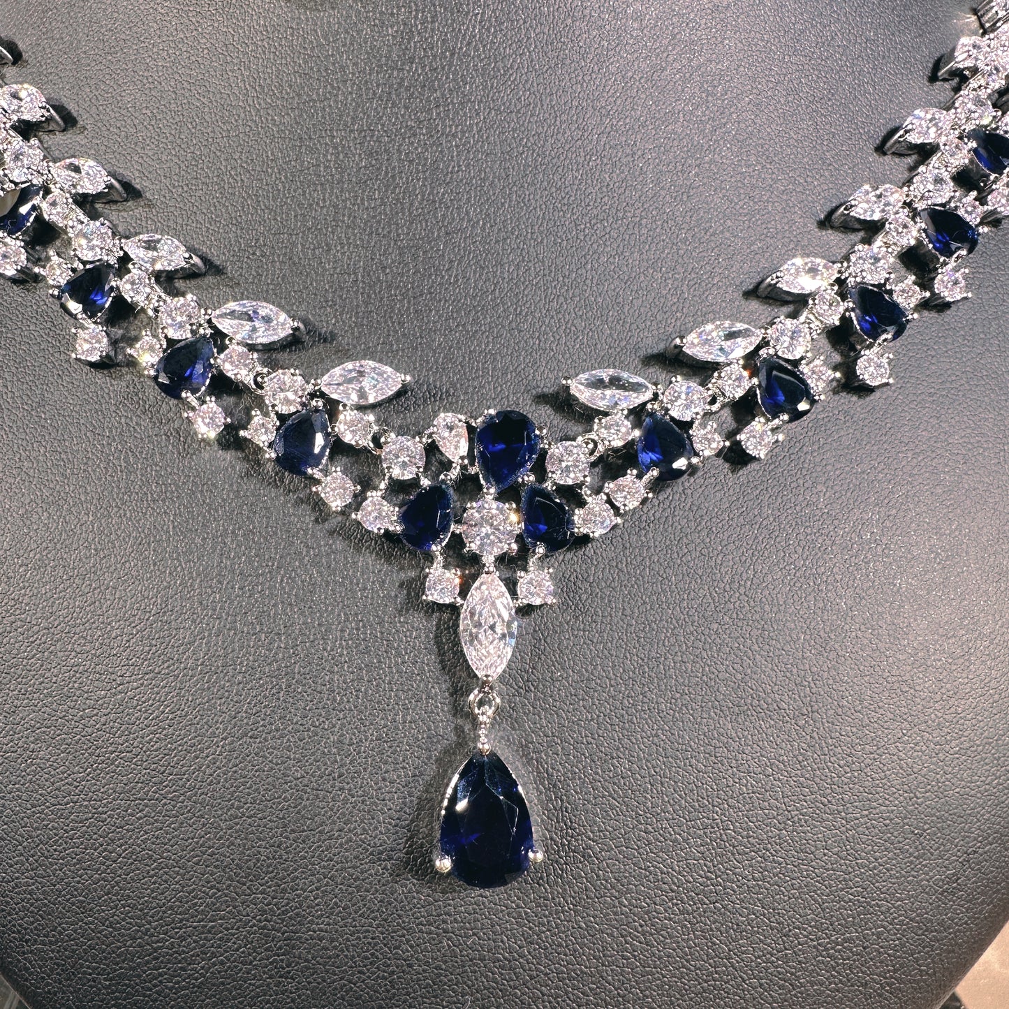 #18522020 Cubic Zirconia Jewelry Set (Green,Blue,Silver)
