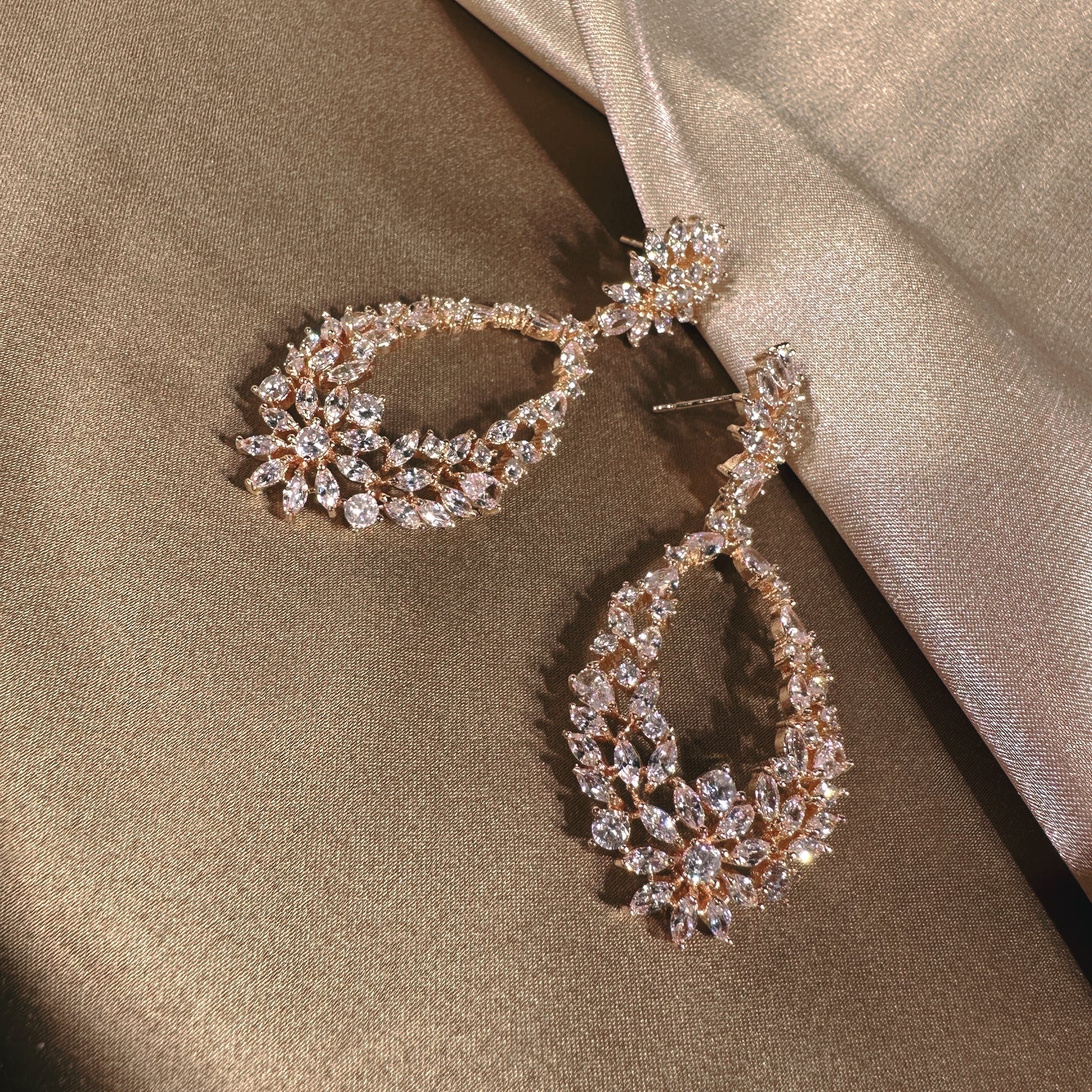 # 22103440 Elegant and Affordable Cubic Zirconia Stud Earrings (Available Silver, Rose-Gold)