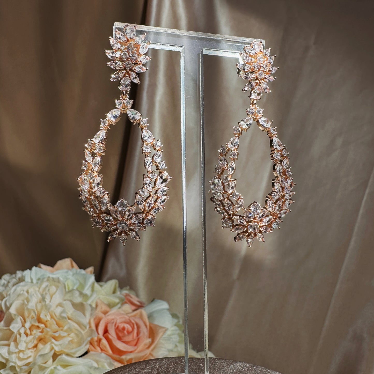 # 22103440 Elegant and Affordable Cubic Zirconia Stud Earrings (Available Silver, Rose-Gold)