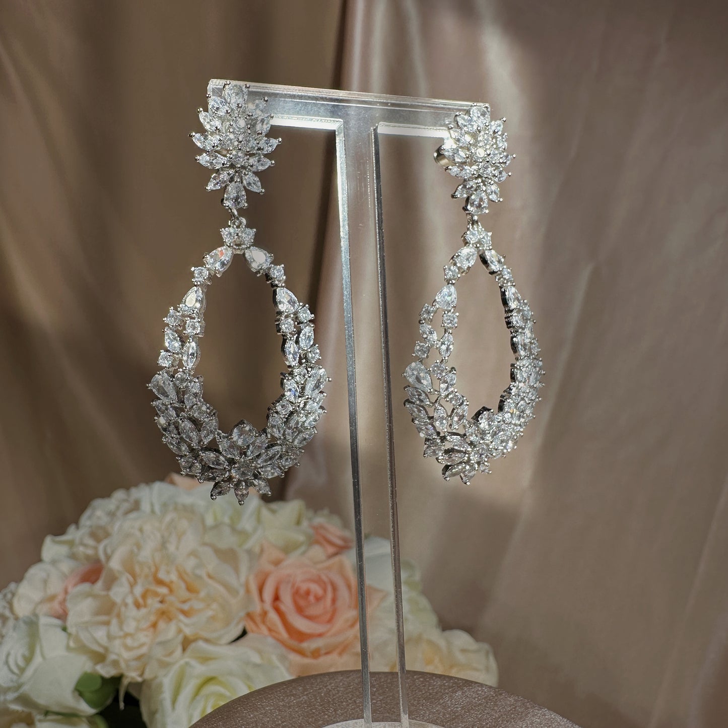 # 22103440 Elegant and Affordable Cubic Zirconia Stud Earrings (Available Silver, Rose-Gold)