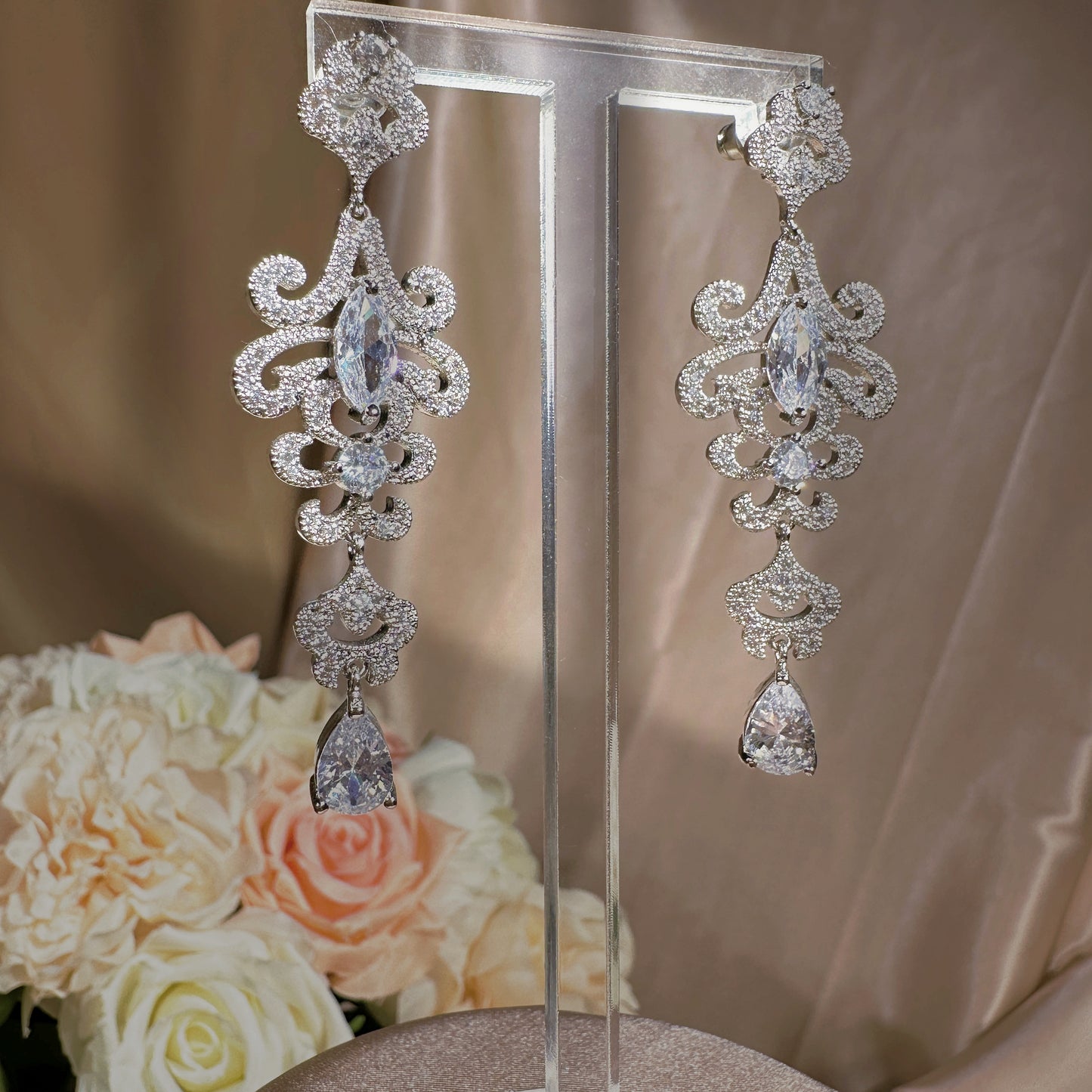 #11532009 Vintage-inspired Cubic Zirconia Chandelier Earrings