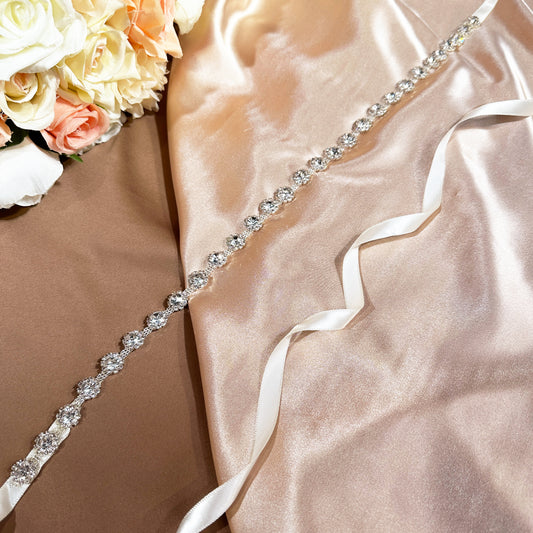 #220415164 Shine Bright Like a Diamond: Stunning Rhinestone Belt for Brides