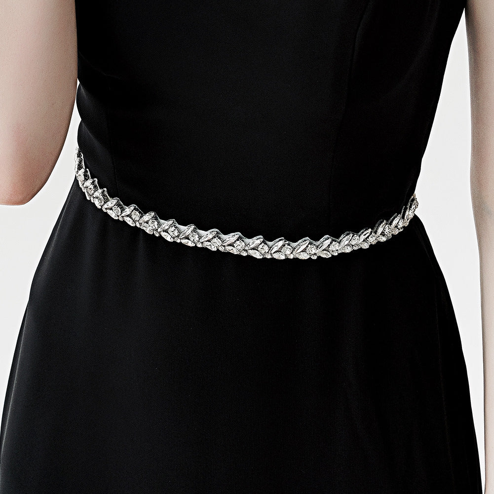 #220415176 Make Your Dress Pop with a Delicate Rhinestone Bridal Belt from Our Collection