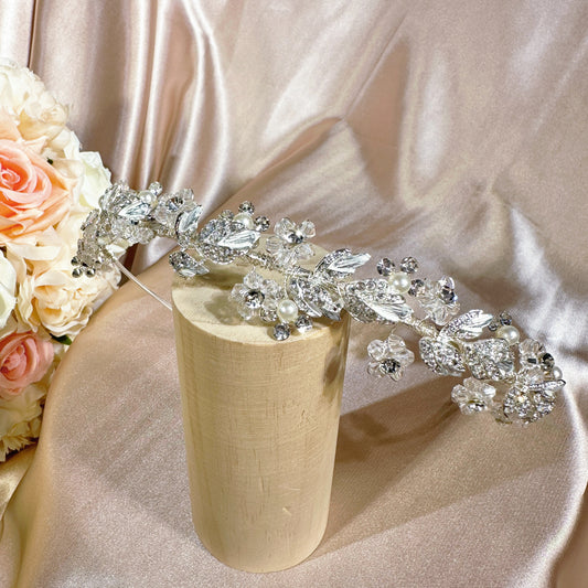 2301278428 Chic and Romantic Leaf and Flower Headband for Brides (Gold & Silver)