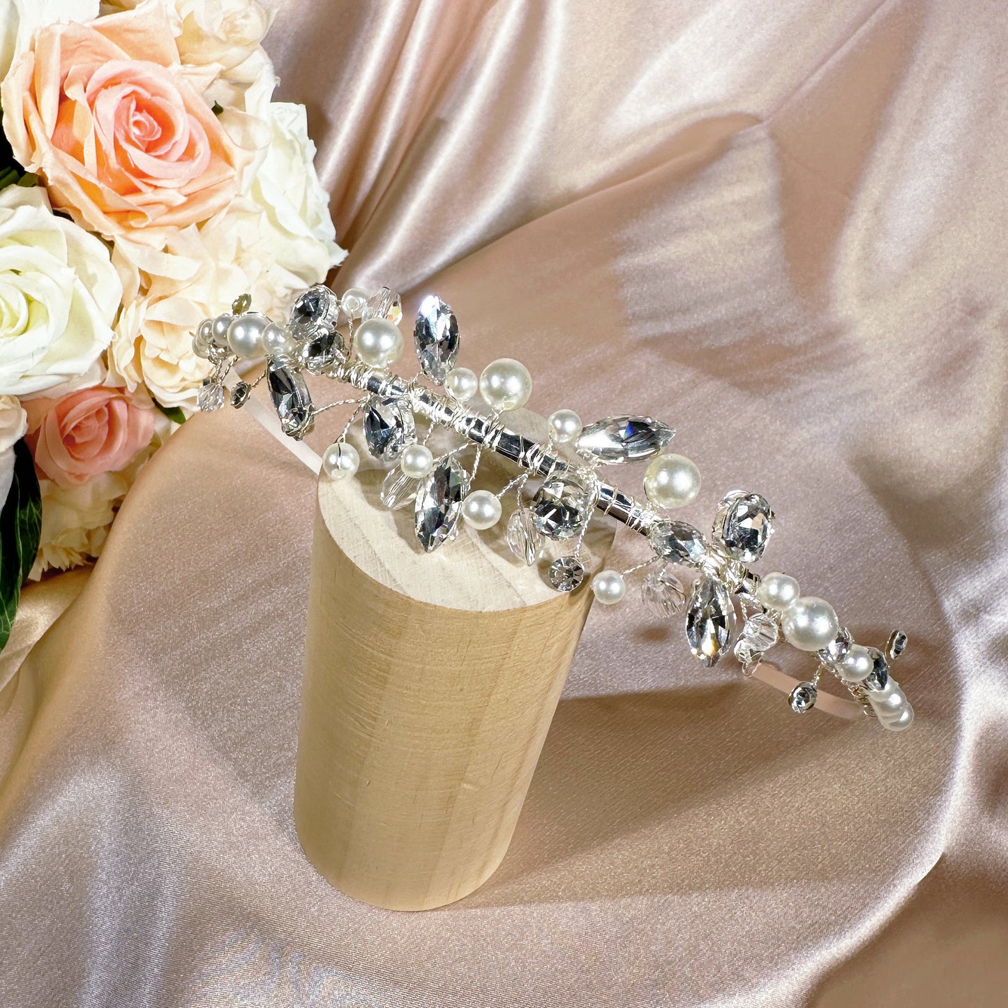 230175531 Exquisite Pearl and Rhinestone Headband for Brides