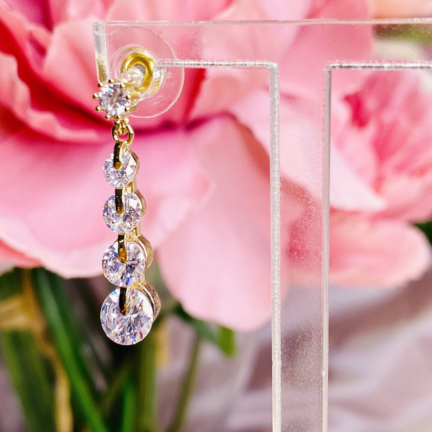 #06538109 Cubic Zirconia Earrings (Silver, Golden) 30mm*6mm