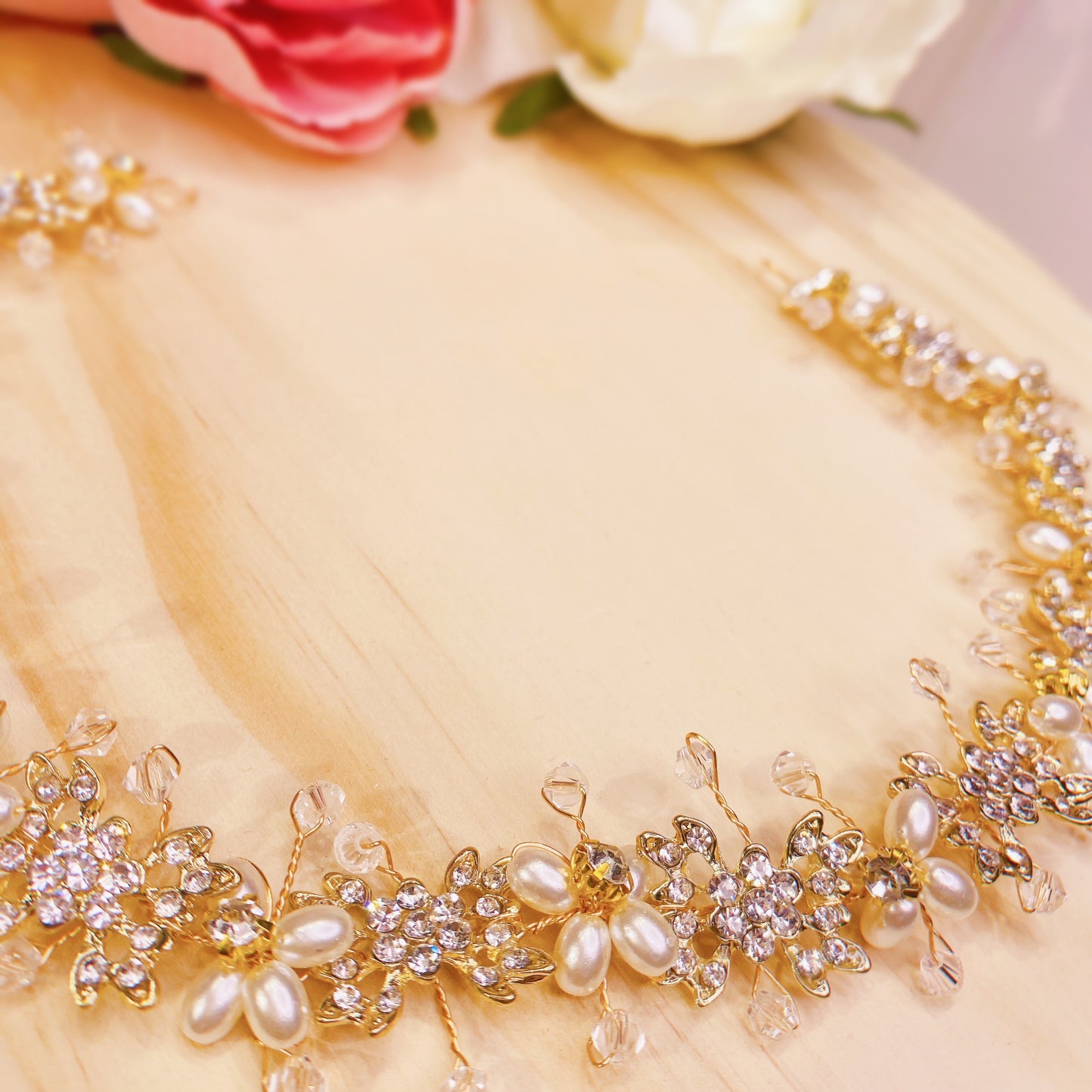 #06410074 Rhinestones Headband with Imitation Pearls (Rose Gold, Silver, Golden) 32cm*2.5cm