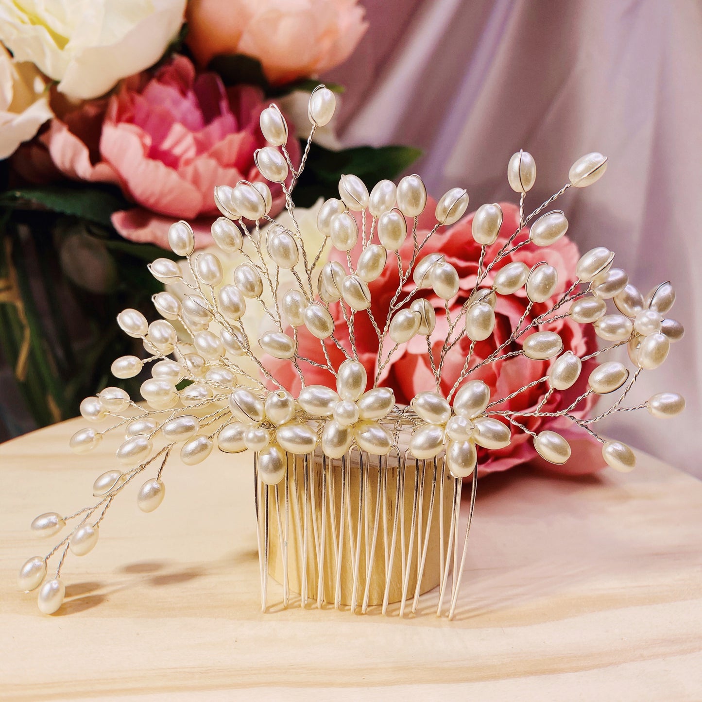 #04419006 Imitation Pearls Hair Comb (Silver, Rose Gold)