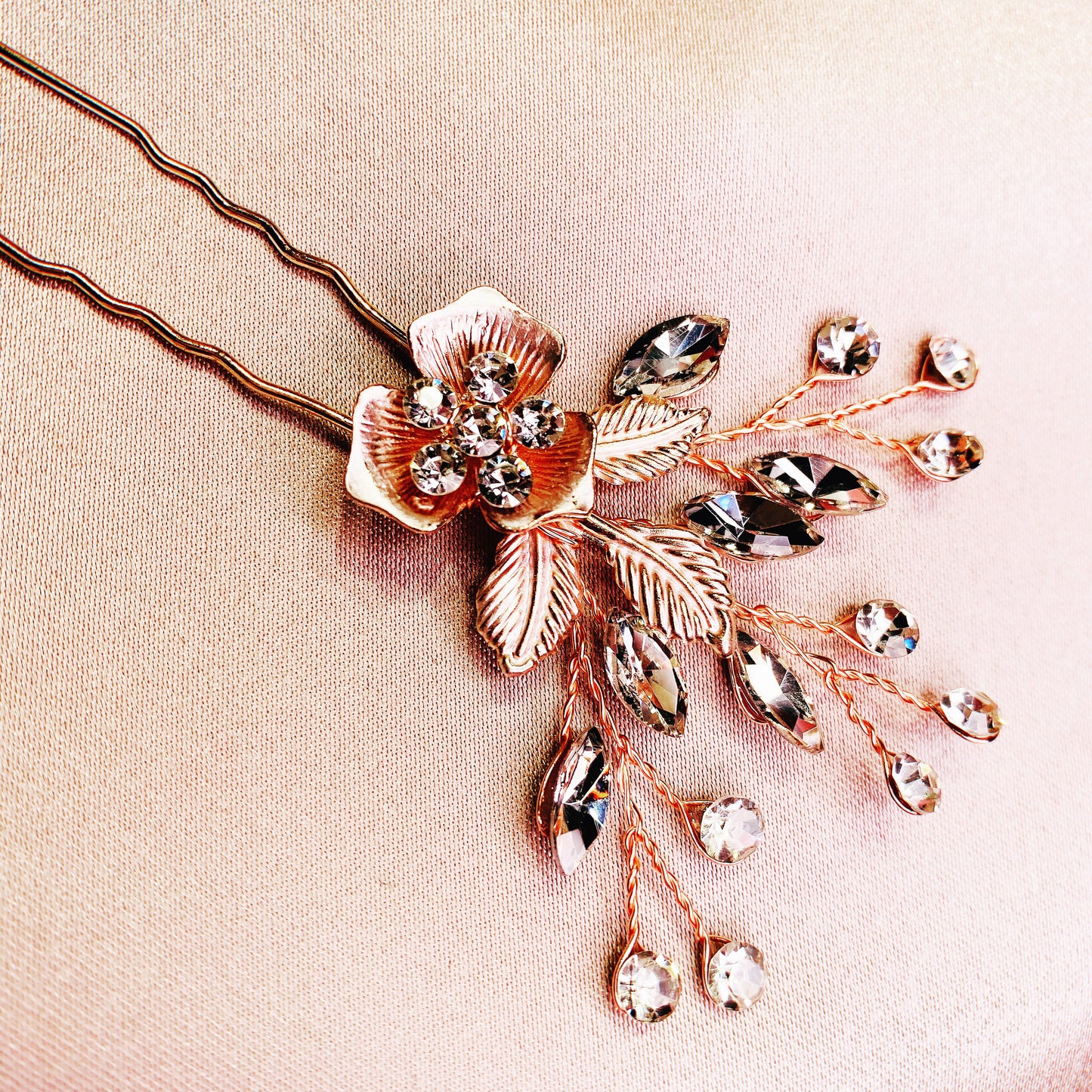 #02442040 Rhinestone Hairpin Available in Color Silver & Rose Gold