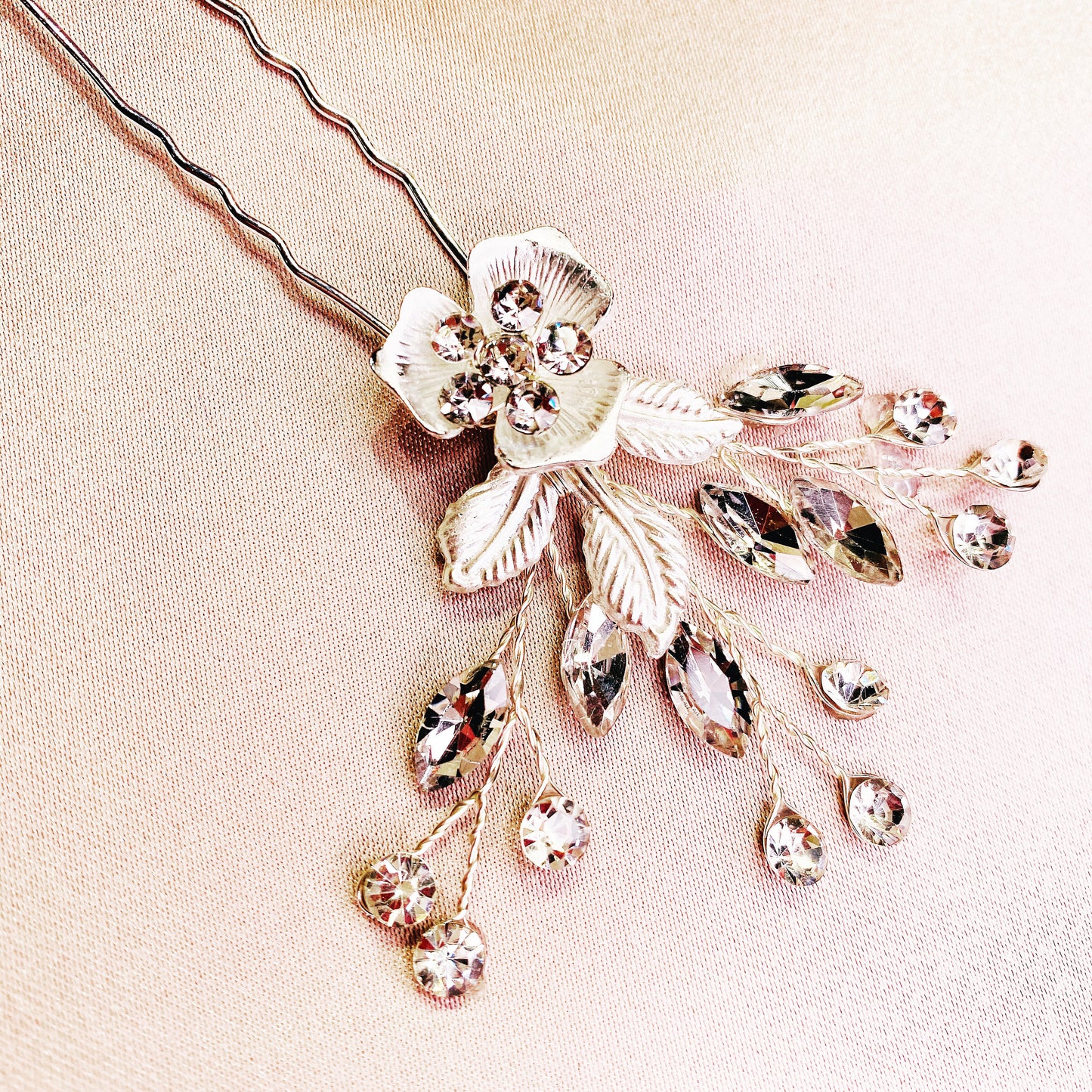 #02442040 Rhinestone Hairpin Available in Color Silver & Rose Gold