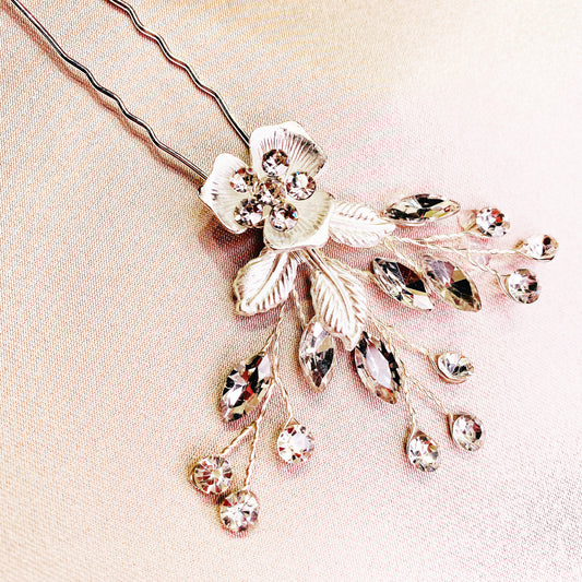 #02442040 Rhinestone Hairpin Available in Color Silver & Rose Gold