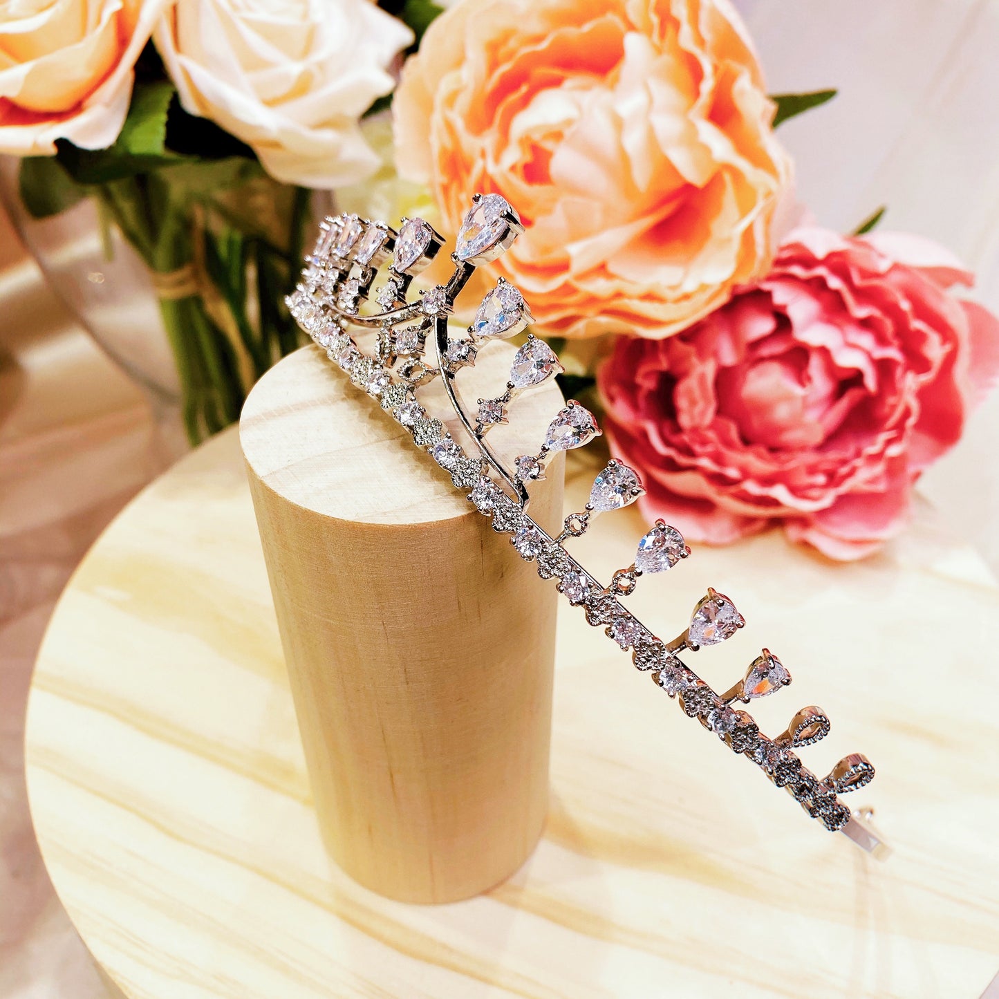 #07432078 Cubic Zirconia, Rhodium-Plated Tiara (Silver, Golden)