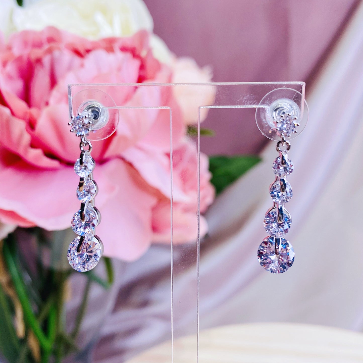 #06538109 Cubic Zirconia Earrings (Silver, Golden) 30mm*6mm