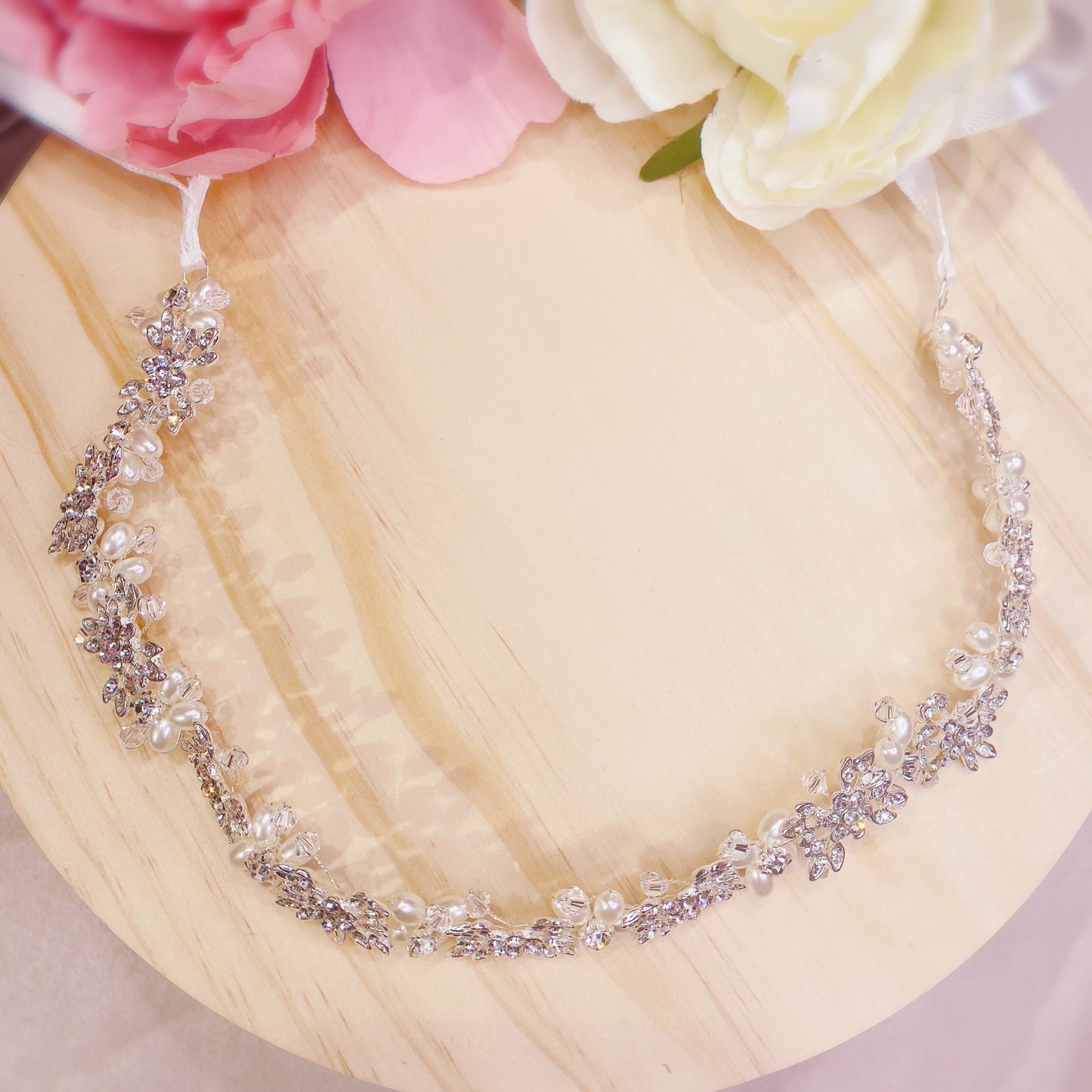 #06410074 Rhinestones Headband with Imitation Pearls (Rose Gold, Silver, Golden) 32cm*2.5cm