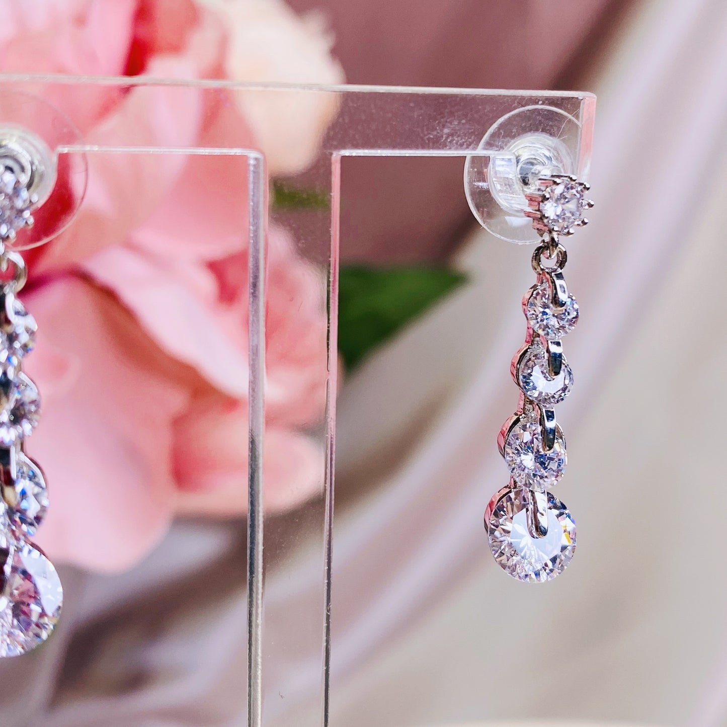 #06538109 Cubic Zirconia Earrings (Silver, Golden) 30mm*6mm