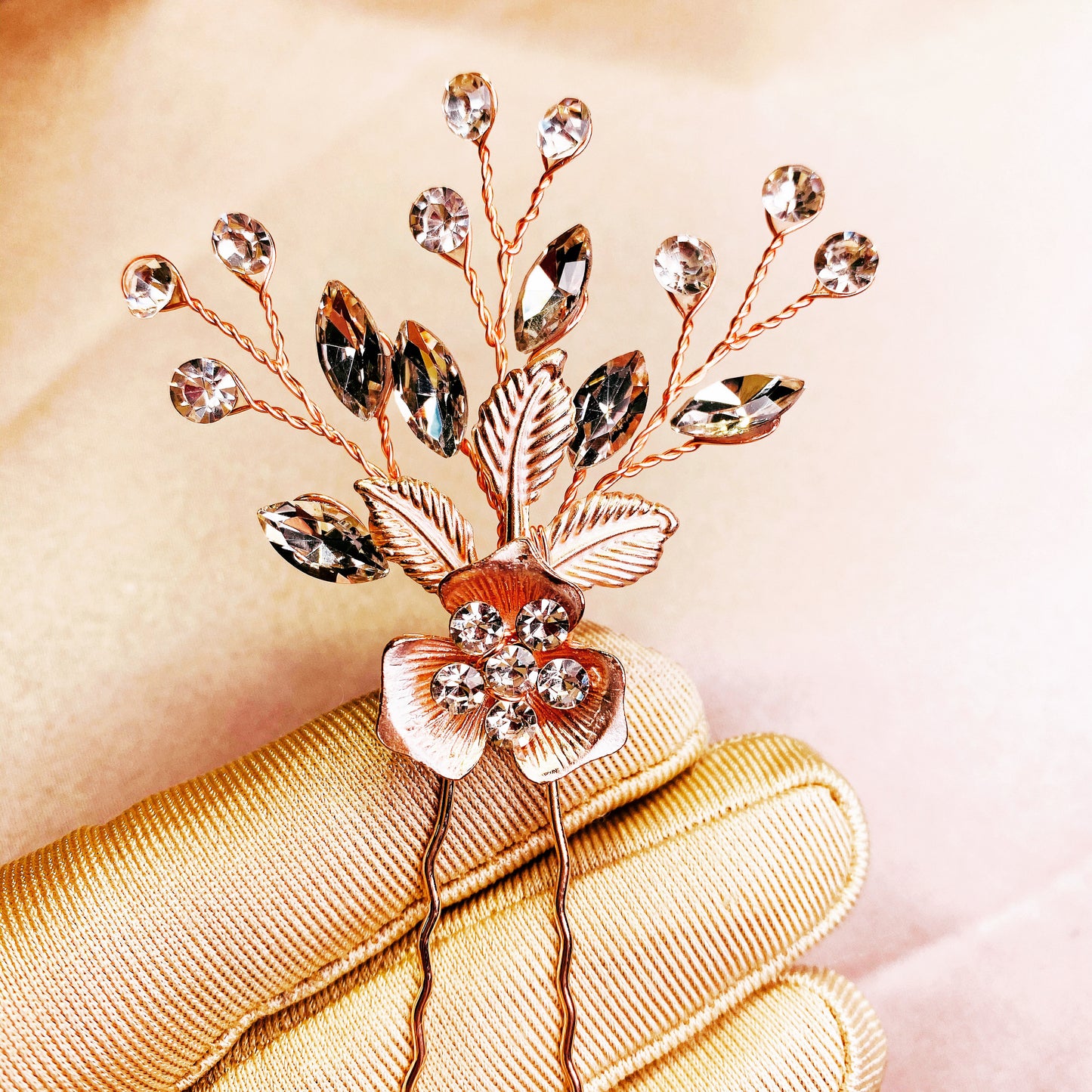 #02442040 Rhinestone Hairpin Available in Color Silver & Rose Gold