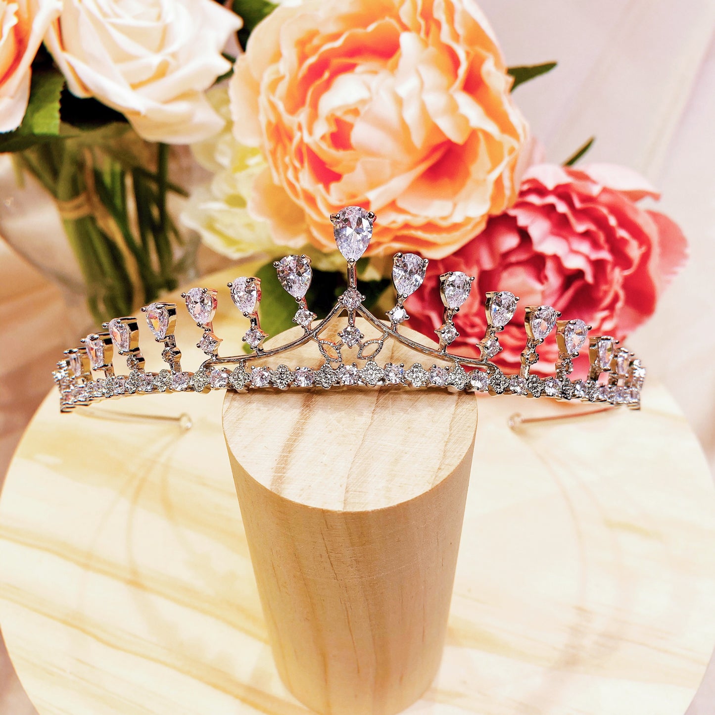 #07432078 Cubic Zirconia, Rhodium-Plated Tiara (Silver, Golden)