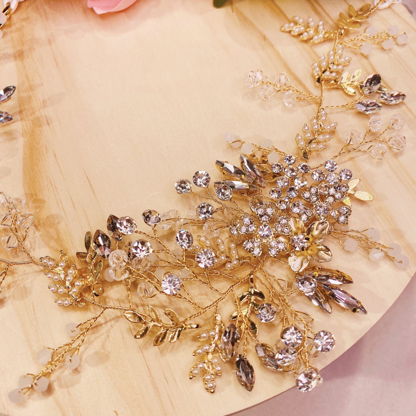 #09410012 Rhinestone Crystal Golden Headband
