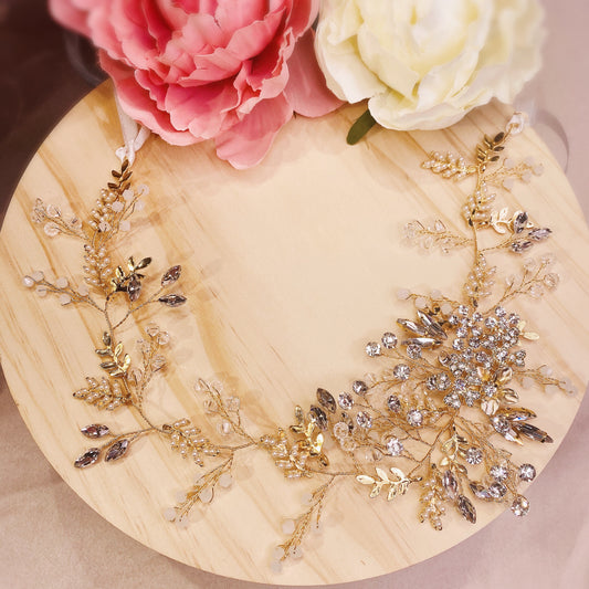 #09410012 Rhinestone Crystal Golden Headband