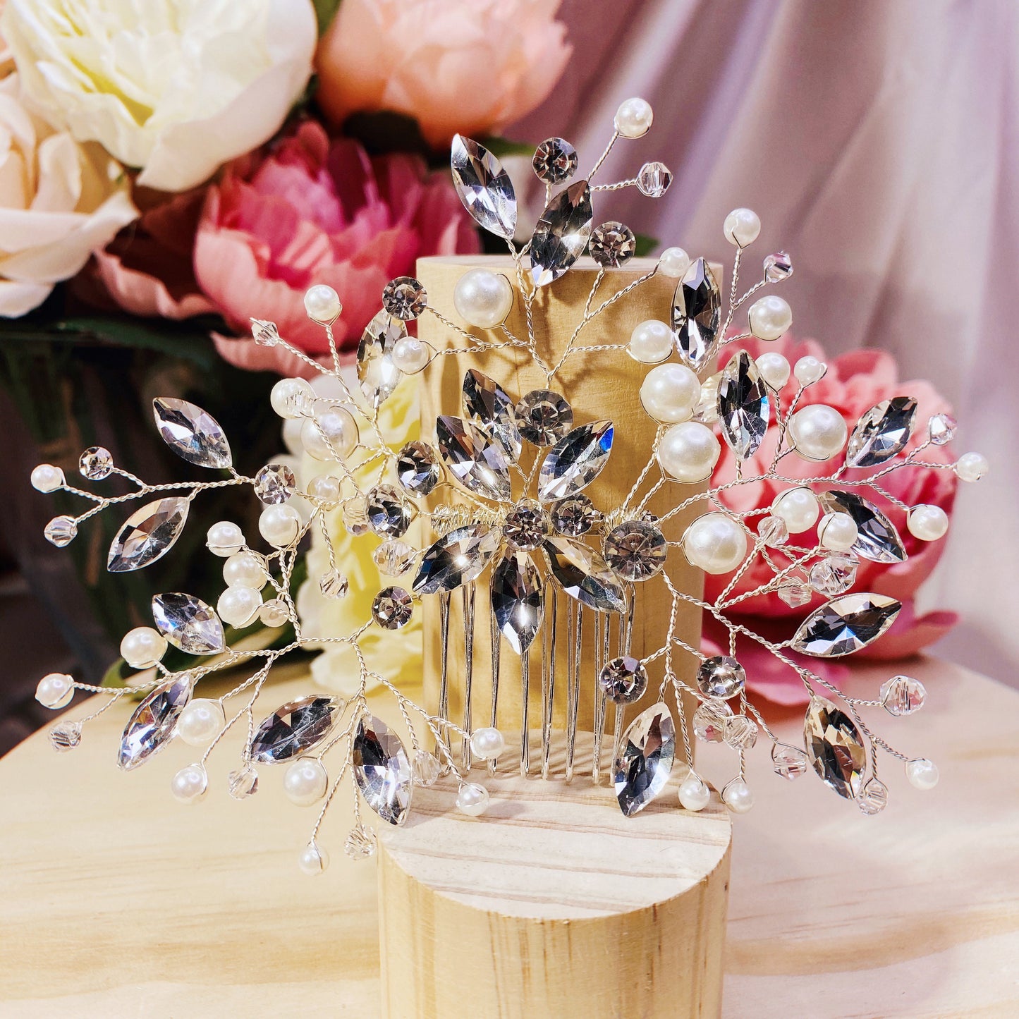 #05419051 Rhinestone, Imitation Pearls Hair Comb