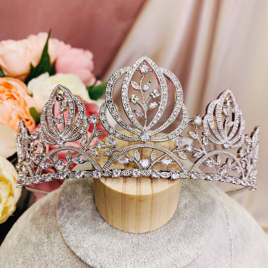#13432003 Luxury Cubic Zirconia Bridal Tiara - Elegant Wedding Headpiece