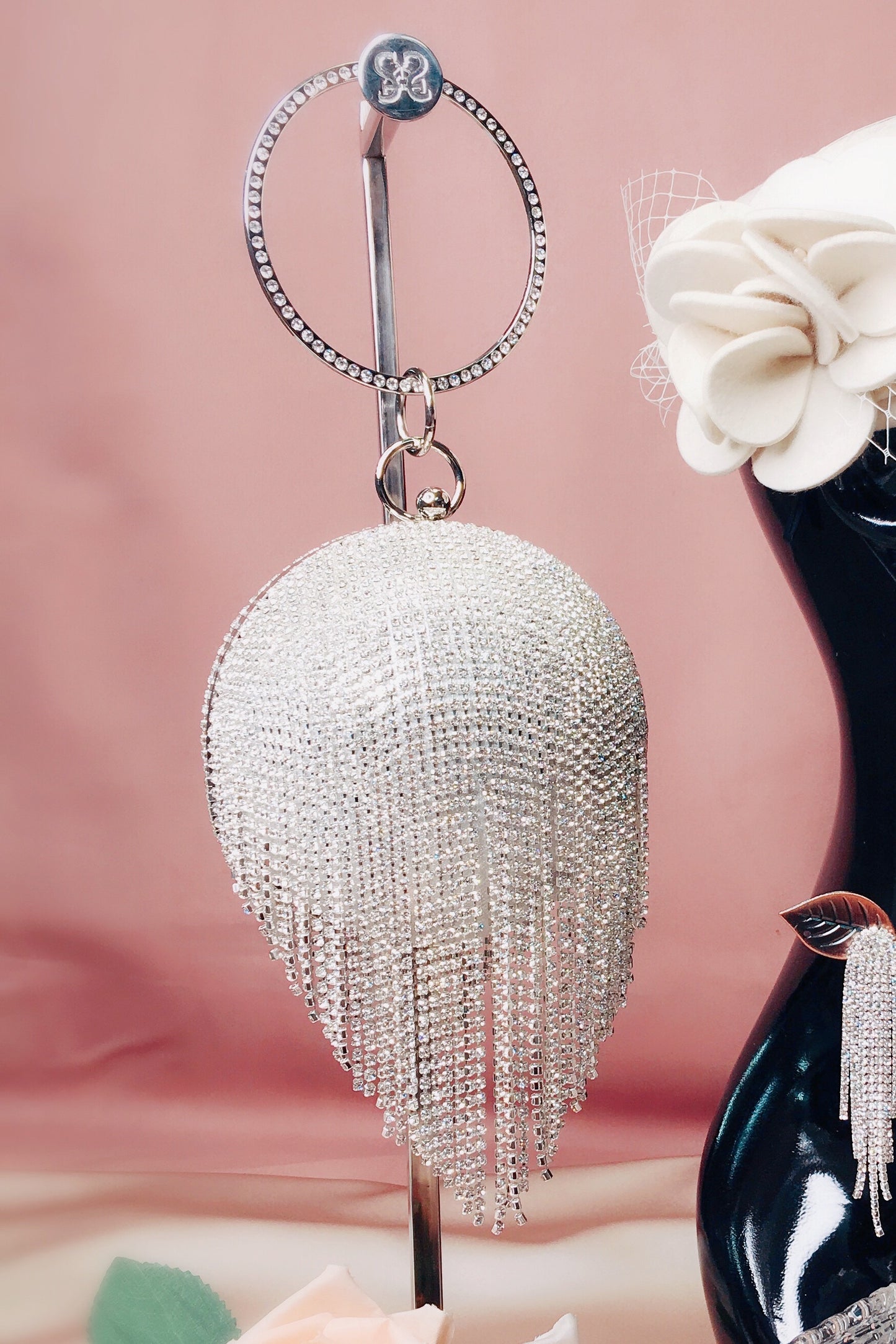 #14818001 Shining Unique Design Rhinestone Tassel Ladies' Clutches