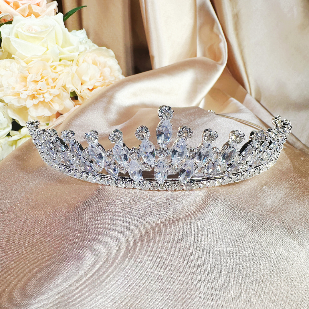 #2399880 Elegant Cubic Zirconia Tiara | Delicate Wedding Headpiece