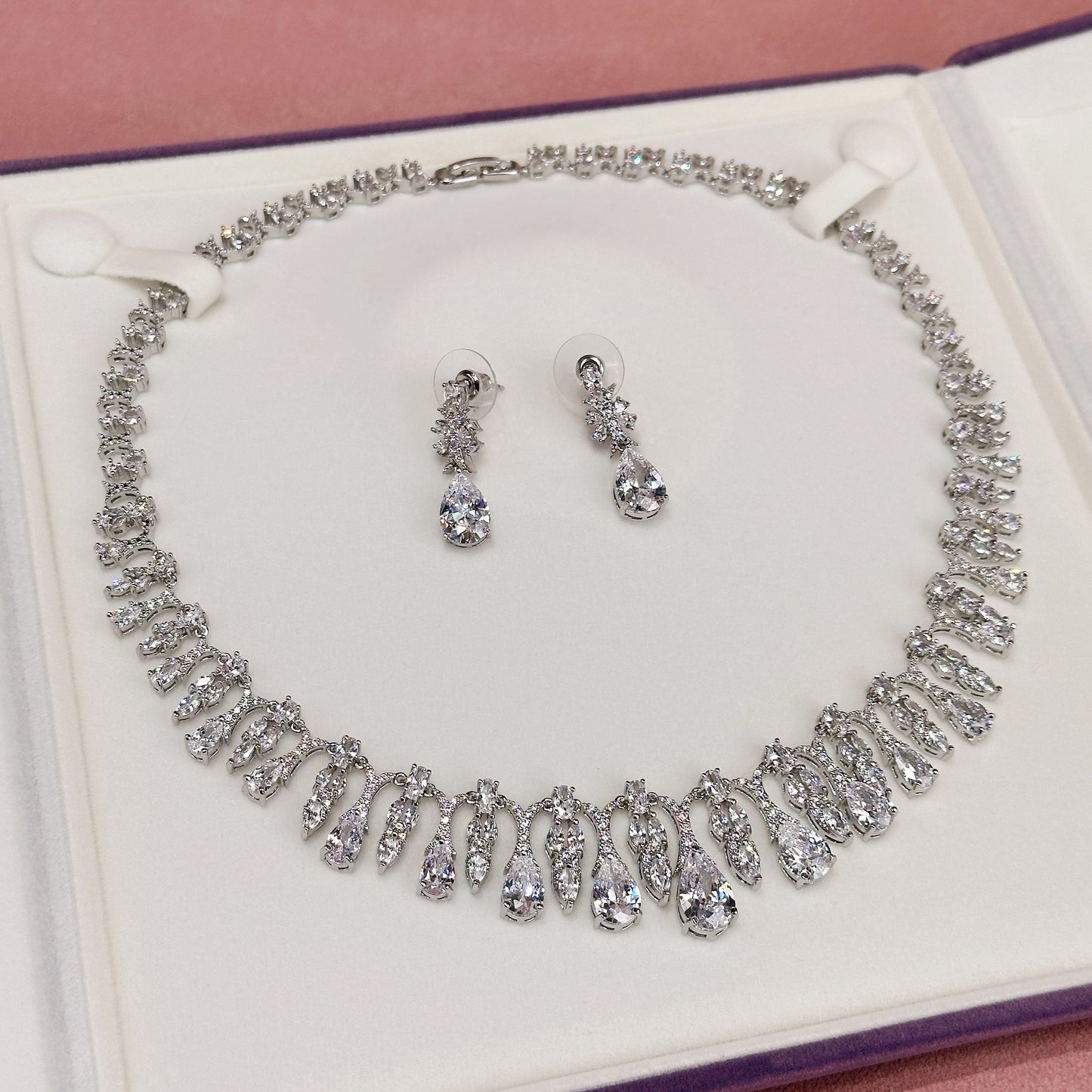 Parure Majestic Marquise Floral – Bijoux en zircone cubique
