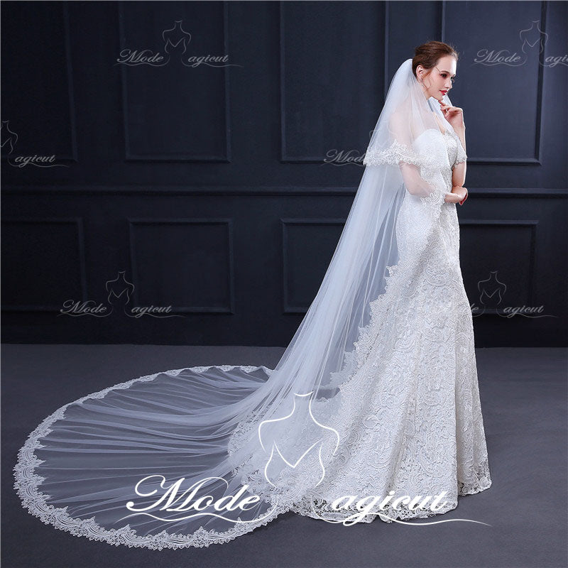 #30308026 Lace Cathedral Bridal Veils Two-tier